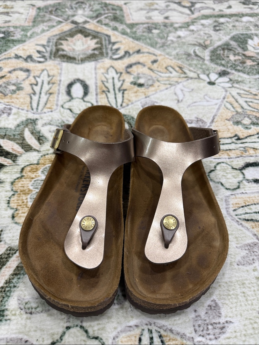 Birkenstock Metallic Rose Gold Thong Sandals